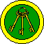 A green field, bordered in gold, a set of 3 gold keys, indicating the Office of the Chatelaine.